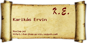 Karikás Ervin névjegykártya